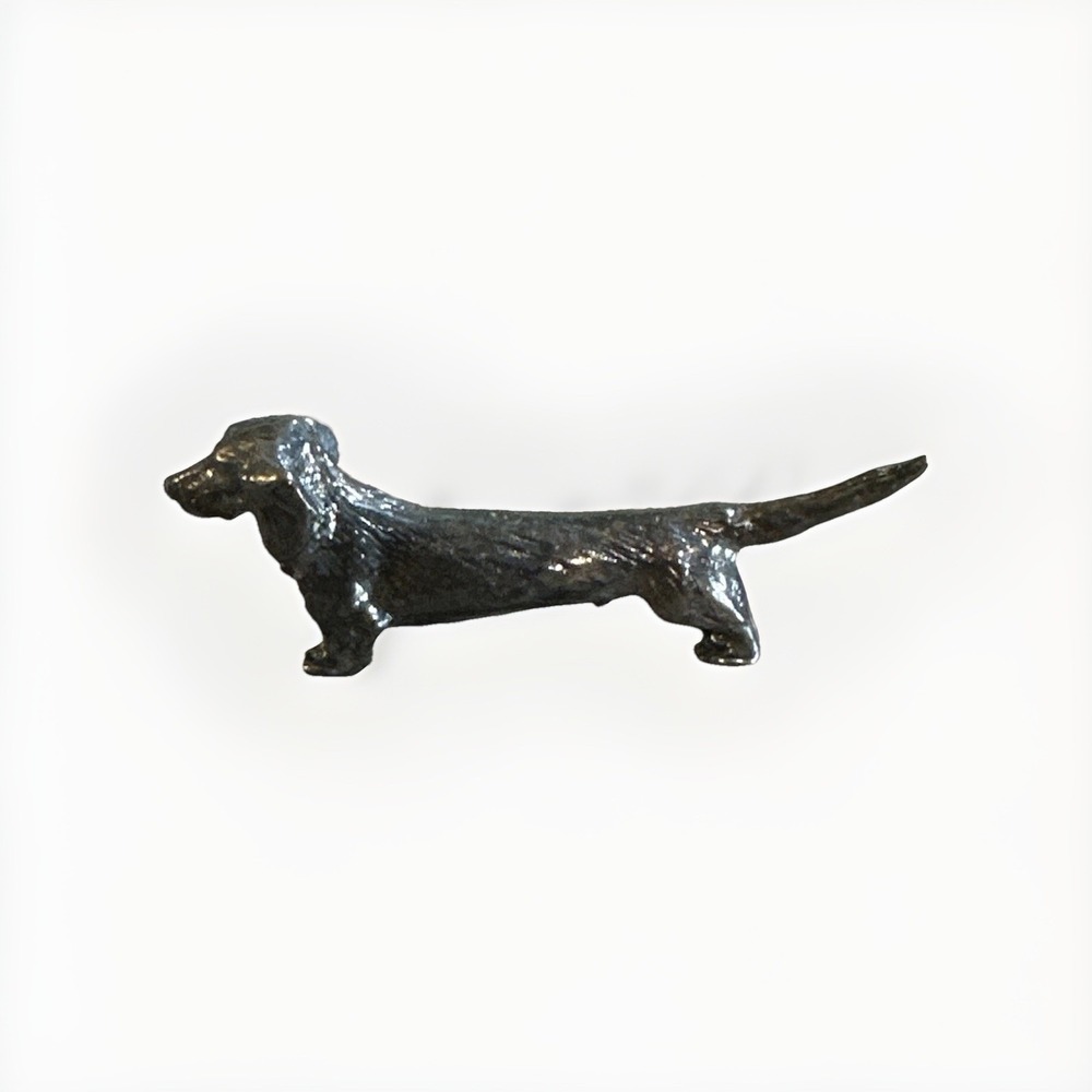 Miniature Dachshund Wiener Dog Dark Gray Cast Metal Trinket Figurine 2.75"